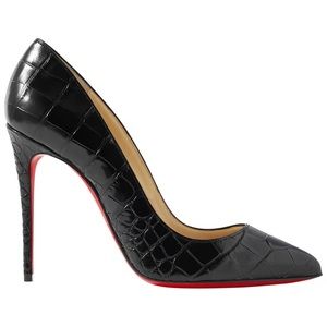 New Christian Louboutin Pigalle 100mm croc-effect leather pointed toes pumps
